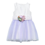 Abel & Lula Abito Giromanica Bicolore con Tulle per Bambina 5052 BIANCO/LILLA ABEL & LULA 