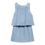 Abel & Lula Completo 2 Pezzi Top-Gonna Tinta Unita per Bambina 5071 AZZURRO ABEL & LULA 