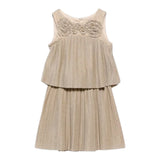Abel & Lula Completo 2 Pezzi Top-Gonna Tinta Unita per Bambina 5071X ORO ABEL & LULA 