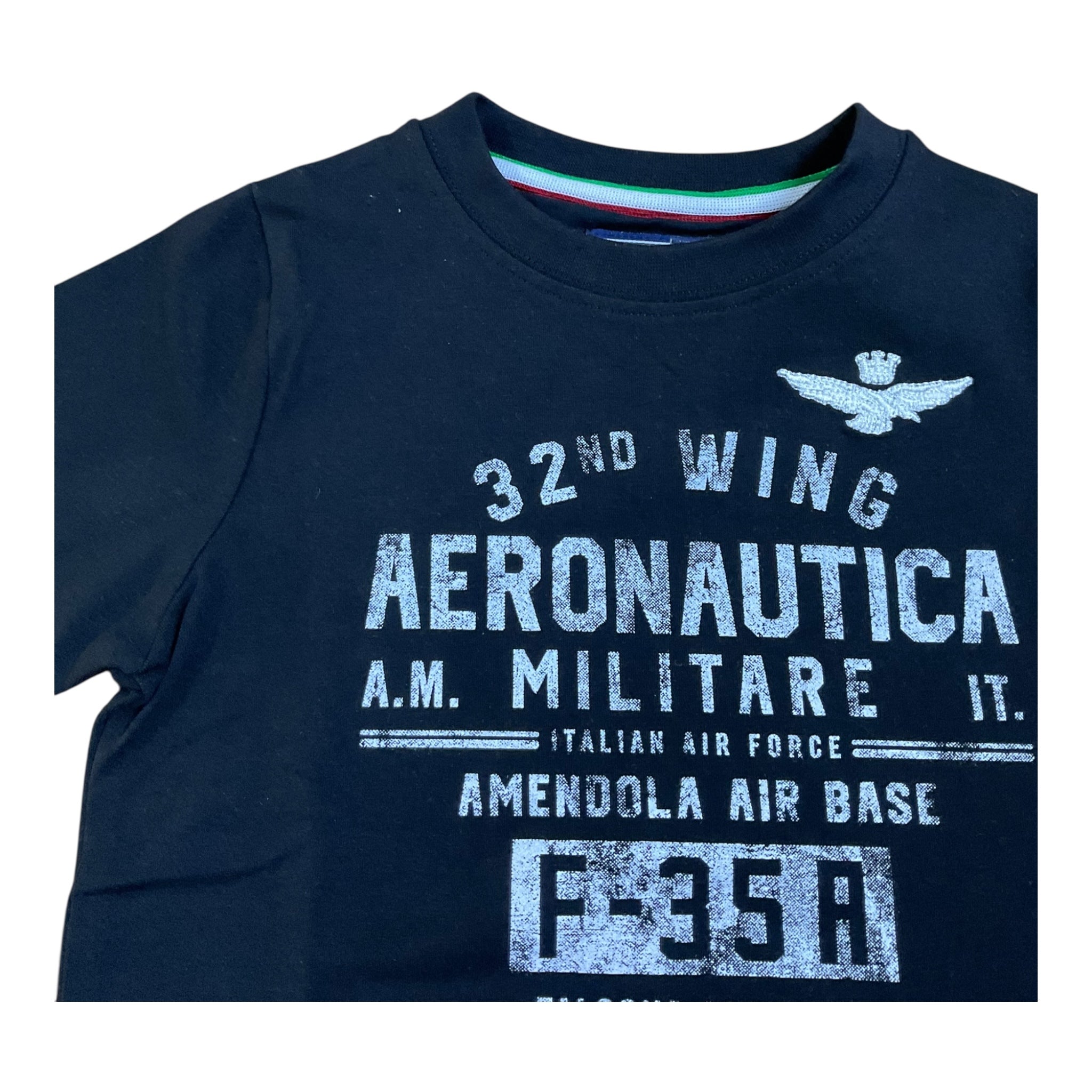 Aeronautica Militare T-Shirt Girocollo Tinta Unita con Stampa per Neonato 251TS0022A NERO AERONAUTICA MILITARE 