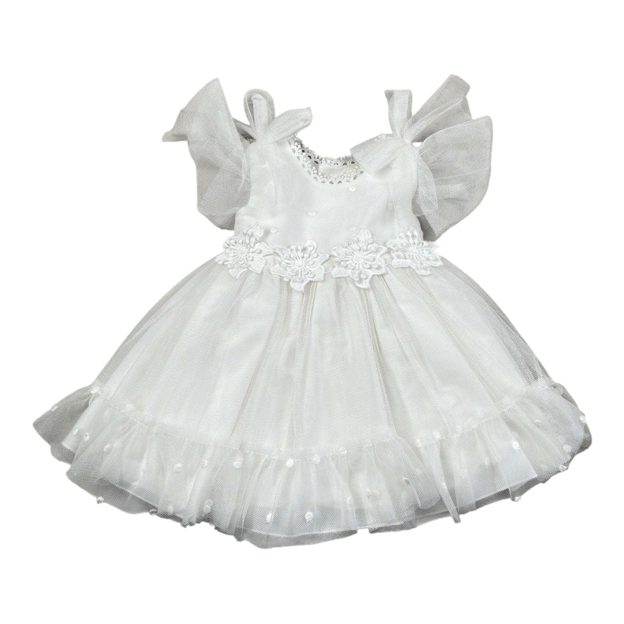 Amaya Abito Giromanica tinta unita con Tulle Bianco per Neonata 591002 BIANCO AMAYA 