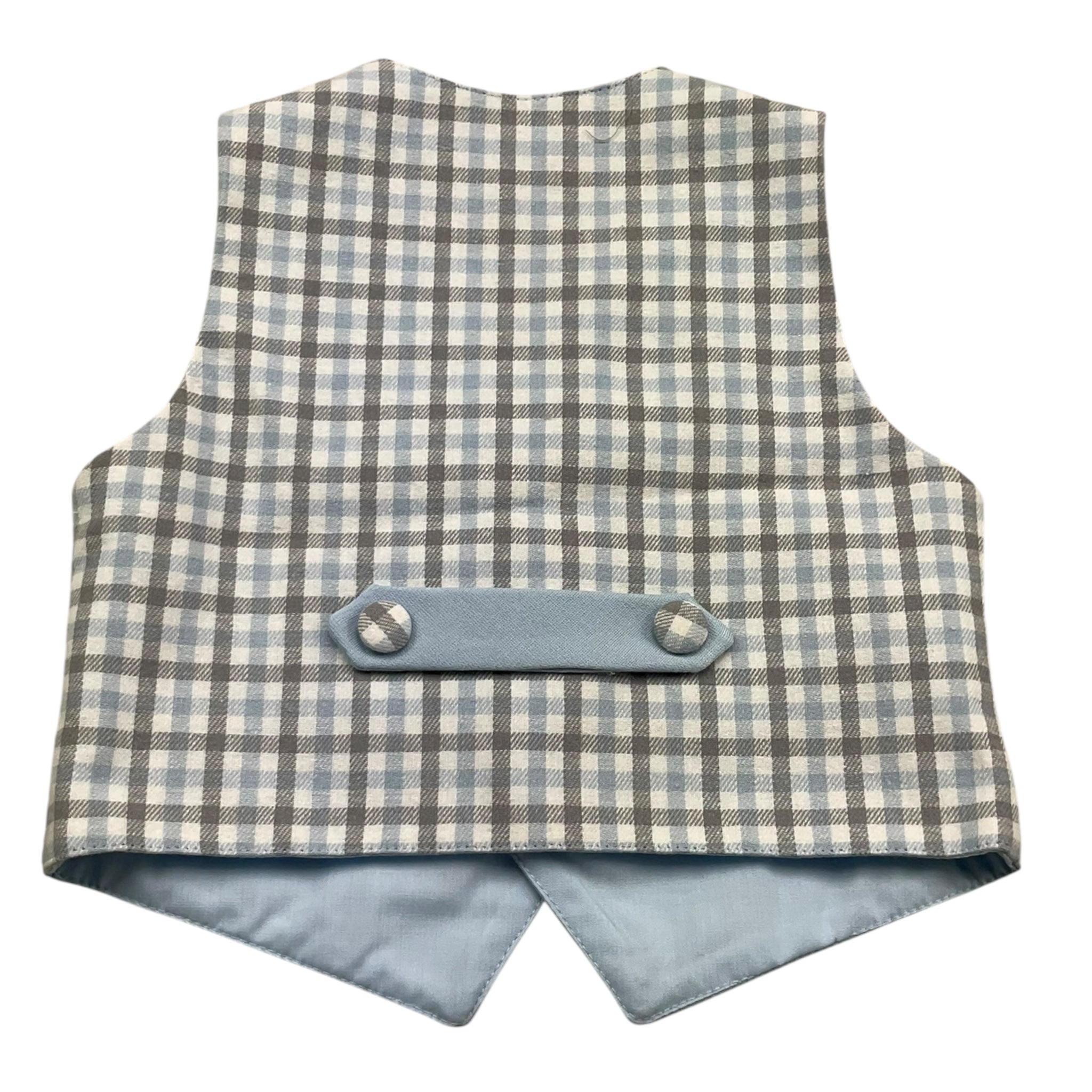 Ambaraba Gilet Tinta Unita con Parte Posteriore Fantasia Quadretti con Papillon per Neonato FM36093 AZZURRO AMBARABA 
