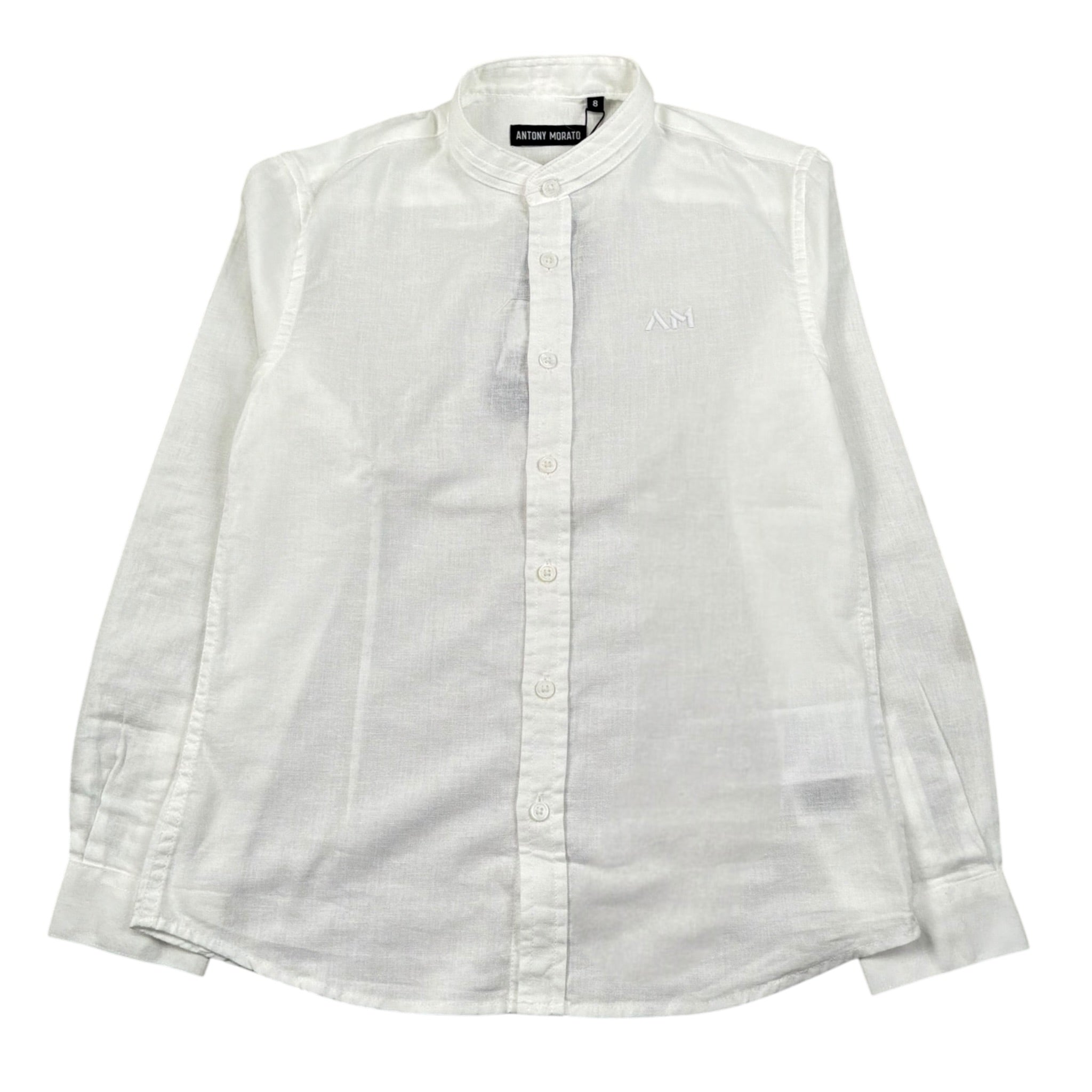 Antony Morato Camicia Manica Lunga Tinta Unita Collo Coreano per Bambino MKKSL00299 BIANCO ANTONY MORATO 