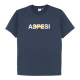 Aspesi T-Shirt Girocollo Tinta Unita con Stampa per Bambino S25051TSM7038X BLU ASPESI 