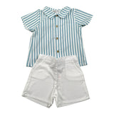 Babidu Completo 2 Pezzi Camicia-Bermuda per Neonato 42403N BAINCO/AZZURRO BABIDU 