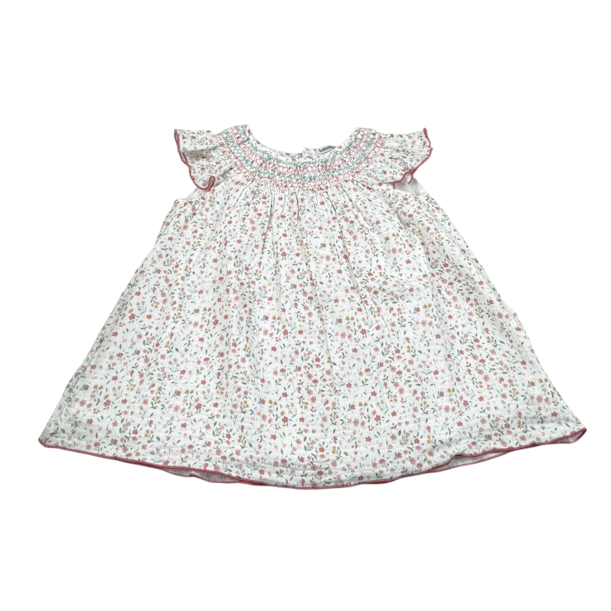 Babidu Abito Tinta Unita con Stampa per Neonata 90406 BIANCO BABIDU 