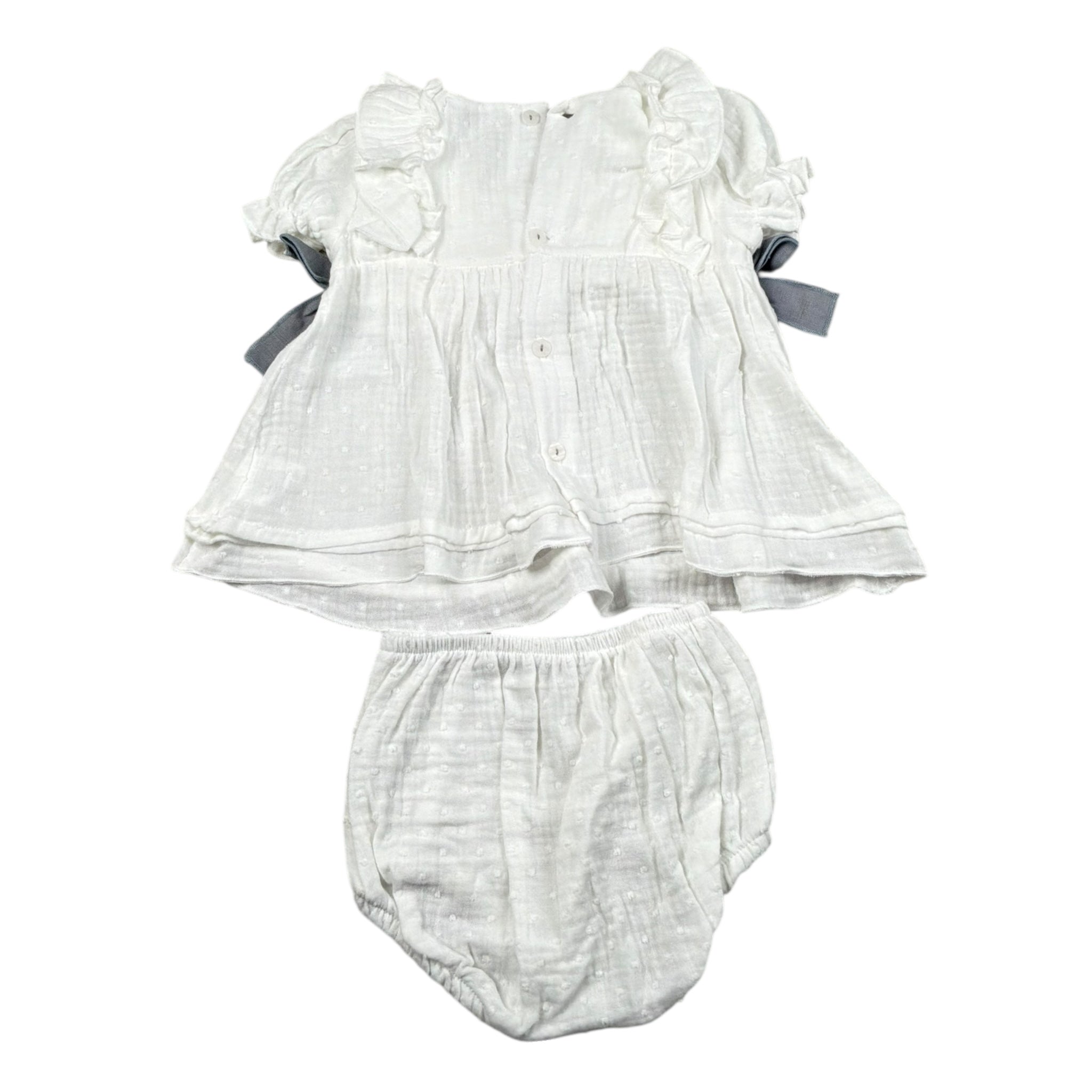 Babidu Completo 2 Pezzi Camicia-Coulotte Tinta Unita per Neonata 92495 BIANCO BABIDU 