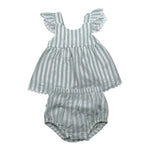 Babidu Completo 2 Pezzi Camicia-Coulotte Fantasia A Righe per Neonata 93409 VERDE BABIDU 