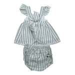 Babidu Completo 2 Pezzi Camicia-Coulotte Fantasia A Righe per Neonata 93409 VERDE BABIDU 