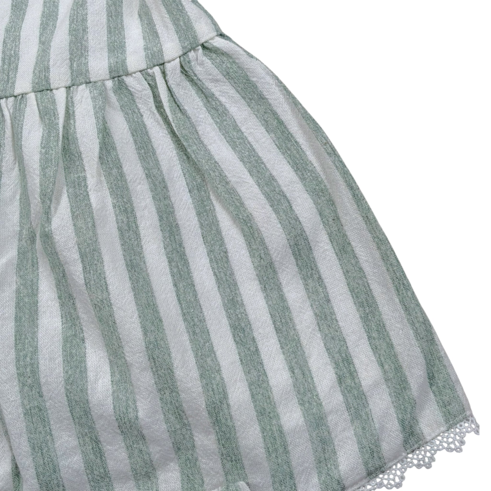 Babidu Completo 2 Pezzi Camicia-Coulotte Fantasia A Righe per Neonata 93409 VERDE BABIDU 