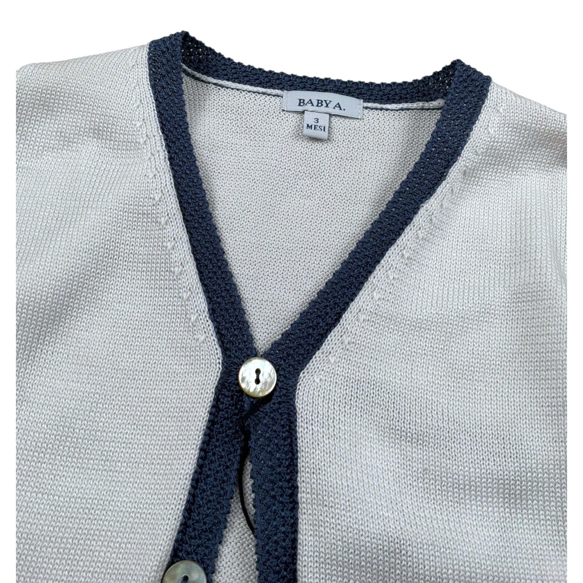 Baby A. Cardigan Tinta Unita con Profili In Contrasto per Neonato A2126 PANNA BABY A. 