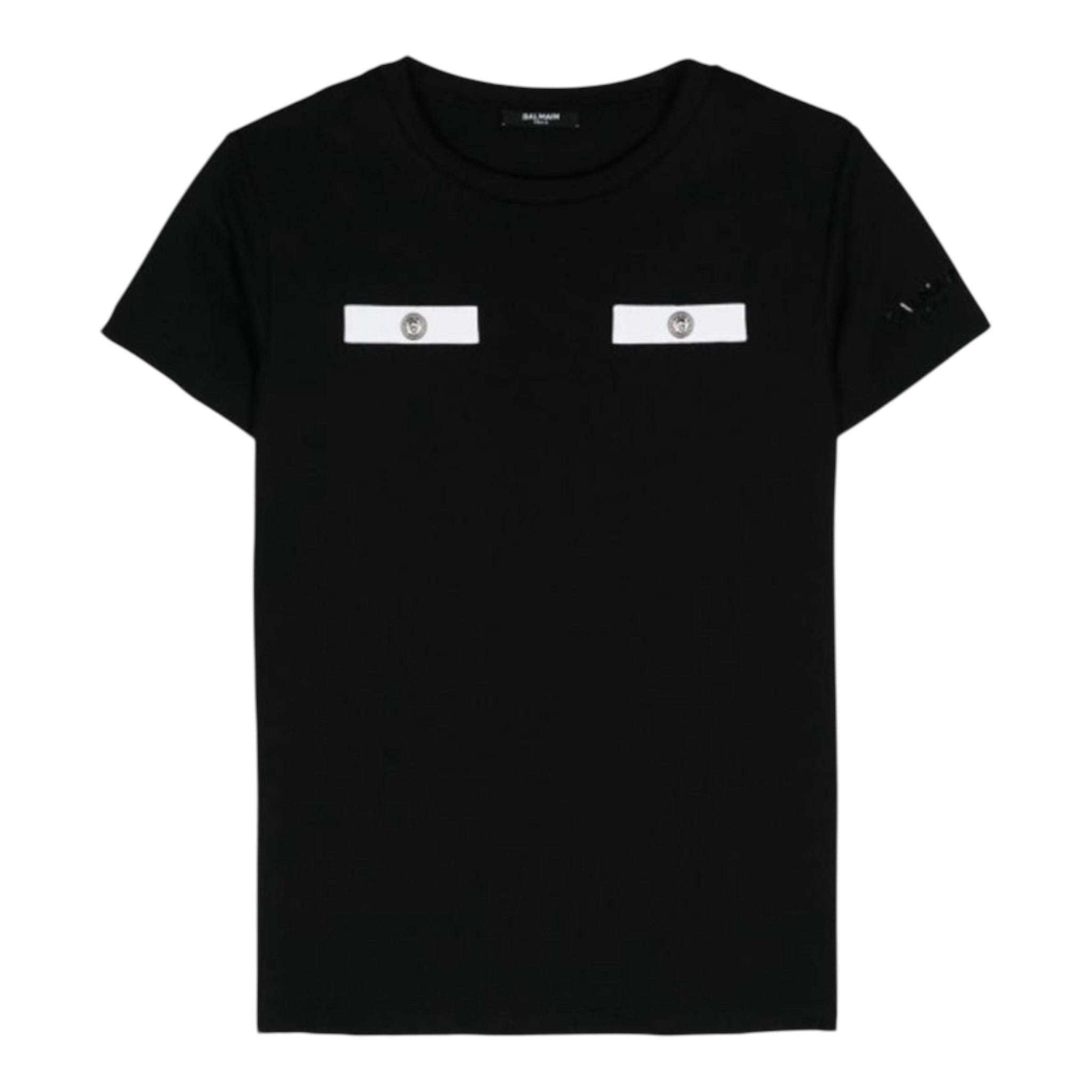 Balmain T-Shirt Tinta Unita con Logo per Bambina BV8A91 NERO BALMAIN 