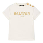 Balmain T-Shirt Tinta Unita con Logo per Bambina BV8B91 PANNA BALMAIN 