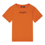 Balmain T-Shirt Girocollo Tinta Unita con Stampa per Neonato BW8601 ARANCIONE BALMAIN 