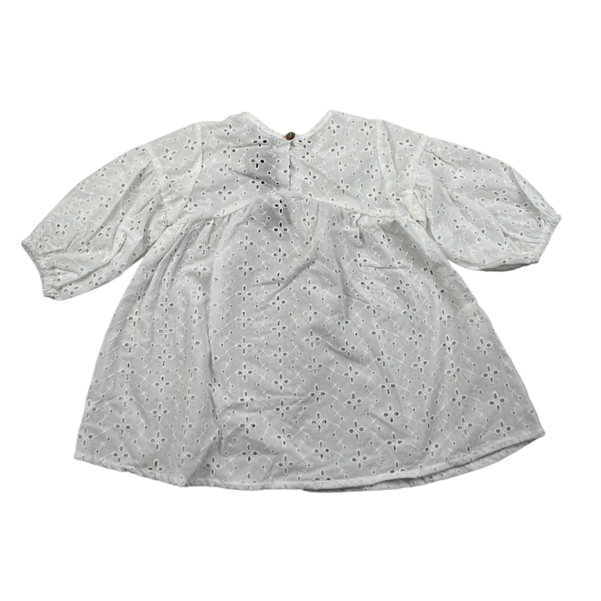 Bamboom+Babies Abito Manica Lunga Tinta Unita In Pizzo Sangallo per Neonata 816 BIANCO BAMBOOM+BABIES 