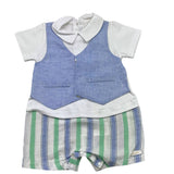 Barcellino Pagliaccetto Bicolore con Finto Gilet per Neonato 100403 AZZURRO BARCELLINO 