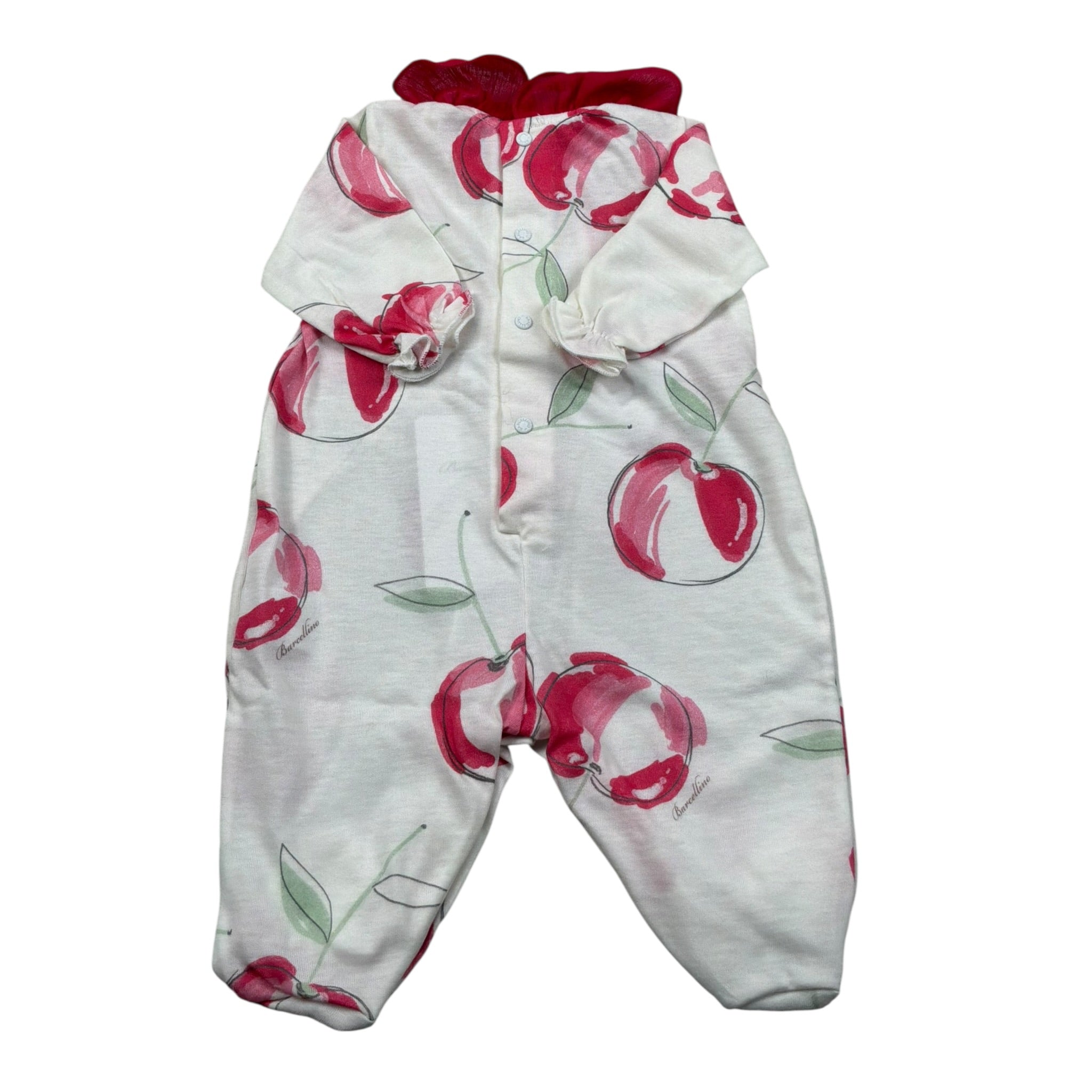 Barcellino Tutina Manica Lunga tinta unita con Stampe Bianco per Neonata 101101 BIANCO BARCELLINO 