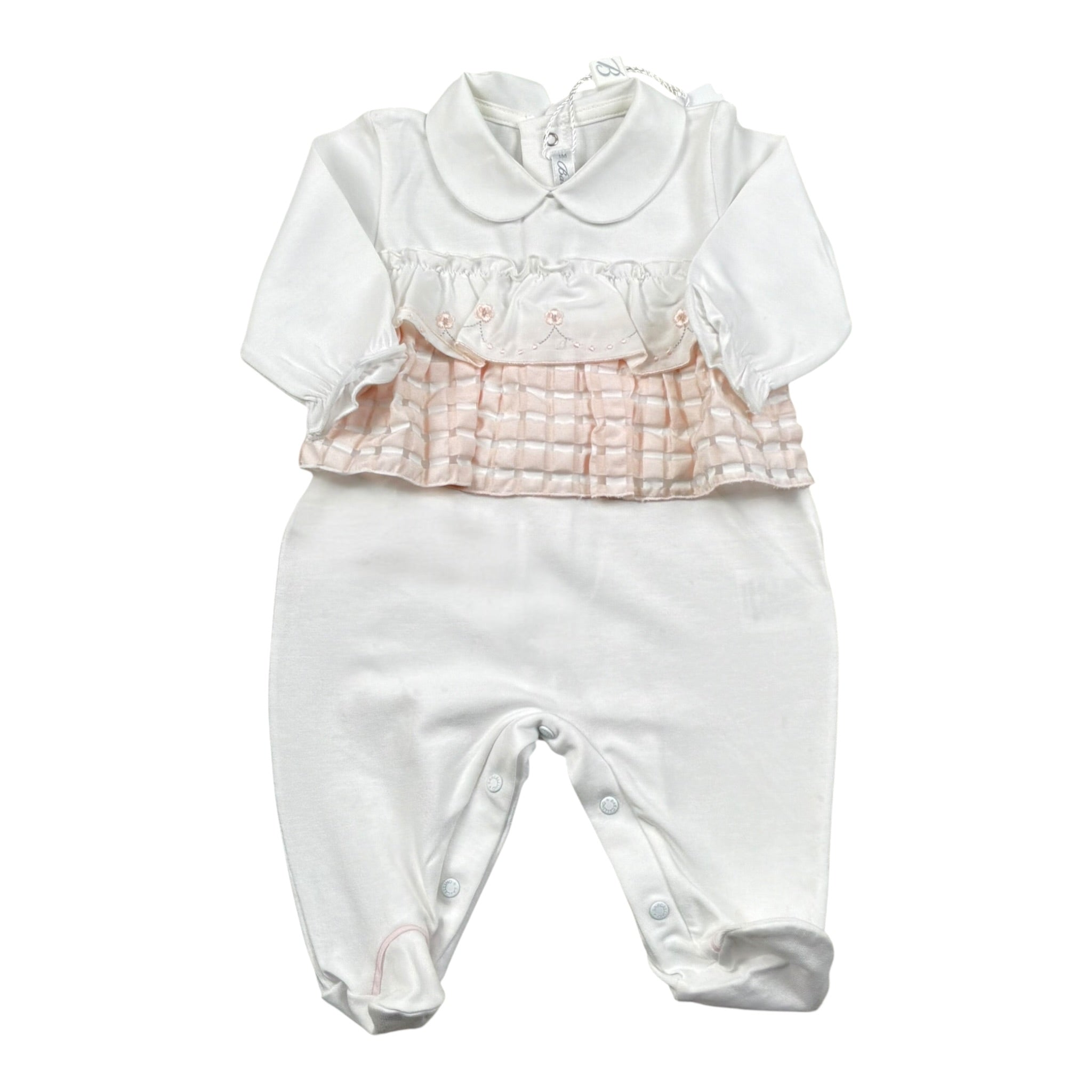 Barcellino Tutina Bicolore con Stampa per Neonata 110801 BIANCO/ROSA BARCELLINO 