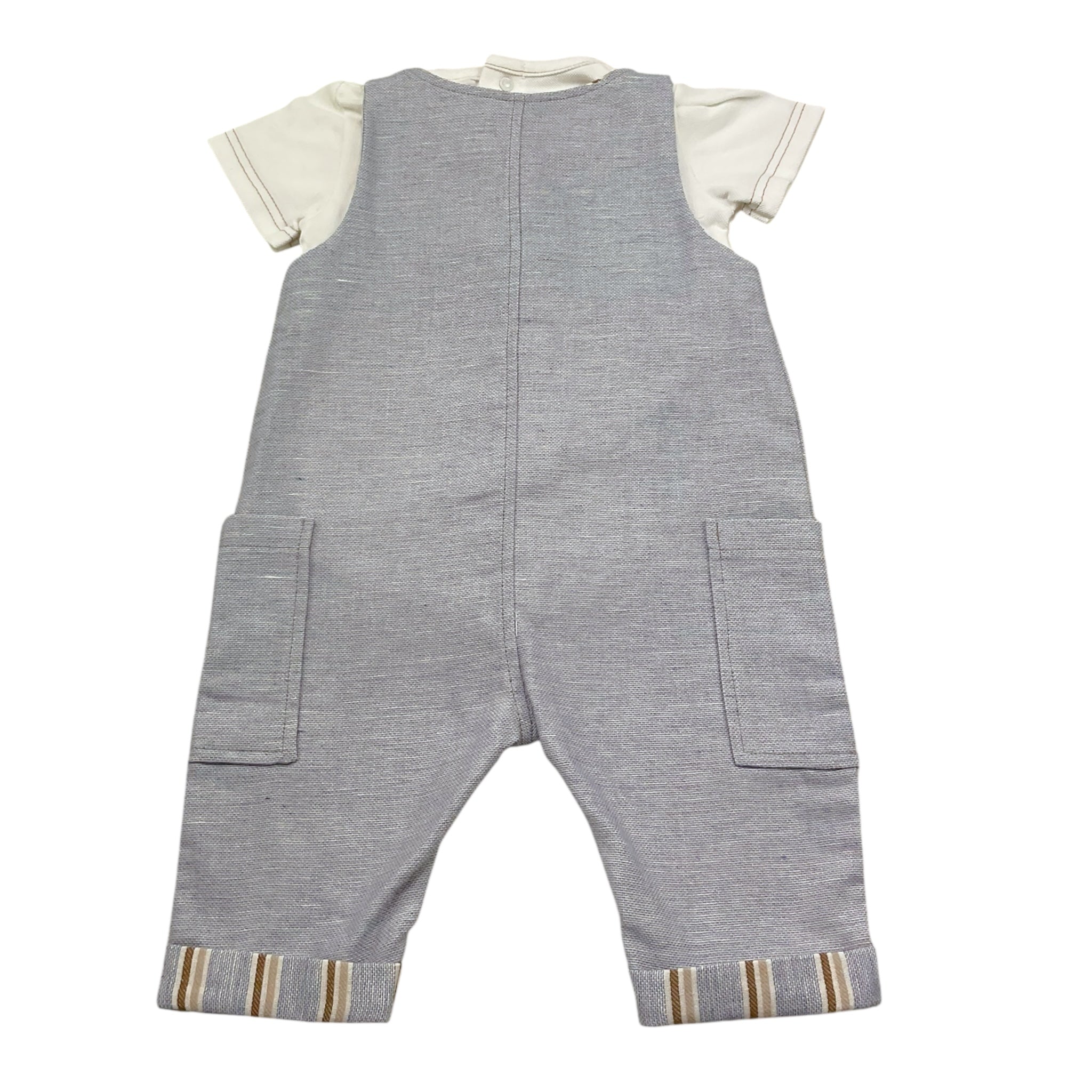 Barcellino Completo 2 Pezzi Salpette-Body Bicolore per Neonato 120104 BIANCO BARCELLINO 