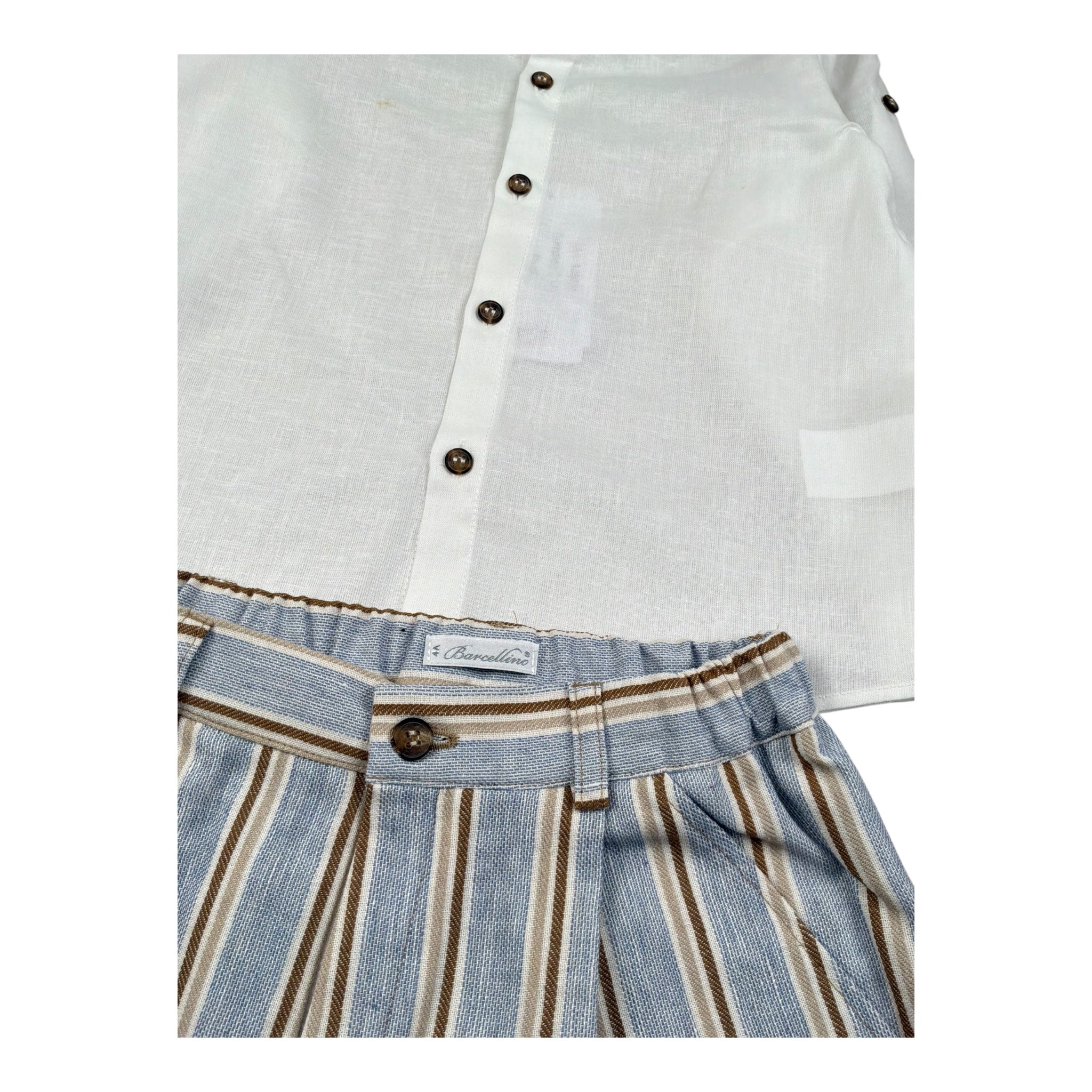 Barcellino Completo 2 Pezzi Camicia-Bermuda per Neonato 120110N BIANCO BARCELLINO 