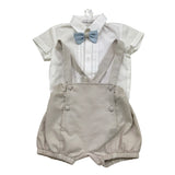 Barcellino Completo 3 Pezzi Papillion-Bermuda con Bretelle-Body per Neonato 120704 BEIGE BARCELLINO 