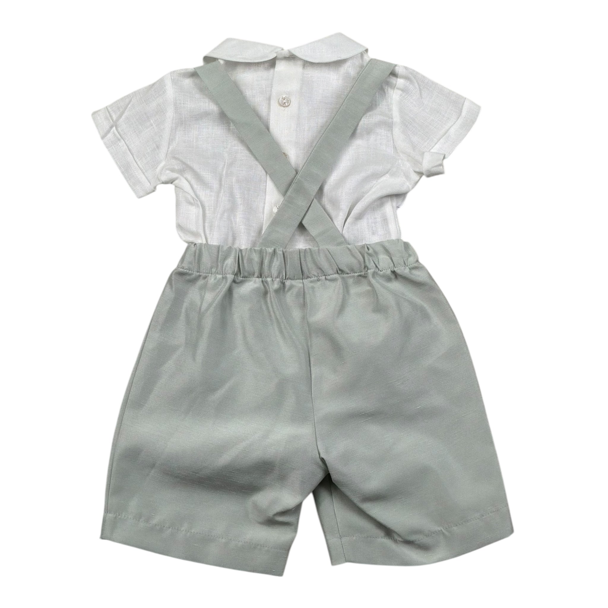 Barcellino Completo 2 Pezzi Camicia-Bermuda con Bretelle per Neonato 120712 BIANCO BARCELLINO 