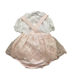 Barcellino Completo 2 Pezzi Camicia Body-Salopette Bicolore per Neonata 120724 BIANCO/ROSA BARCELLINO 