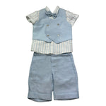 Barcellino Completo 4 Pezzi Camicia-Bermuda-Gilet-Papillon per Neonato 120814 AZZURRO BARCELLINO 