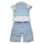 Barcellino Completo 4 Pezzi Camicia-Bermuda-Gilet-Papillon per Neonato 120814 AZZURRO BARCELLINO 
