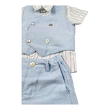Barcellino Completo 4 Pezzi Camicia-Bermuda-Gilet-Papillon per Neonato 120814X AZZURRO BARCELLINO 