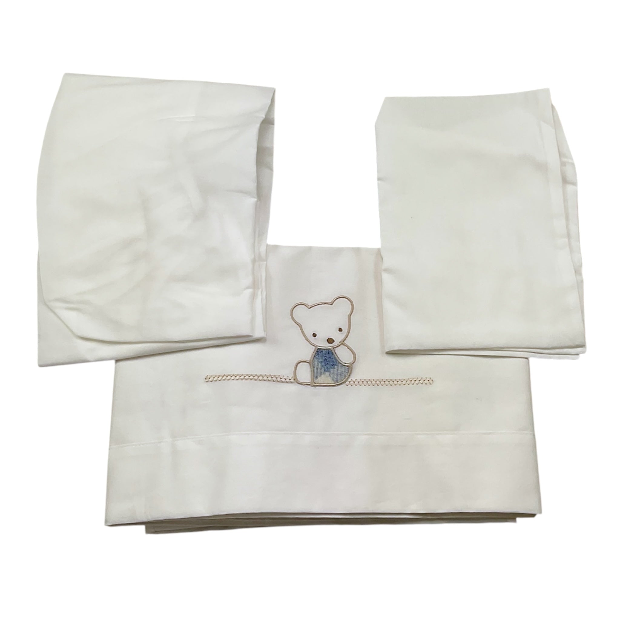 Barcellino Set Lenzuola 3 Pezzi Tinta Unita con Stampa per Neonata BO11733 BIANCO BARCELLINO 
