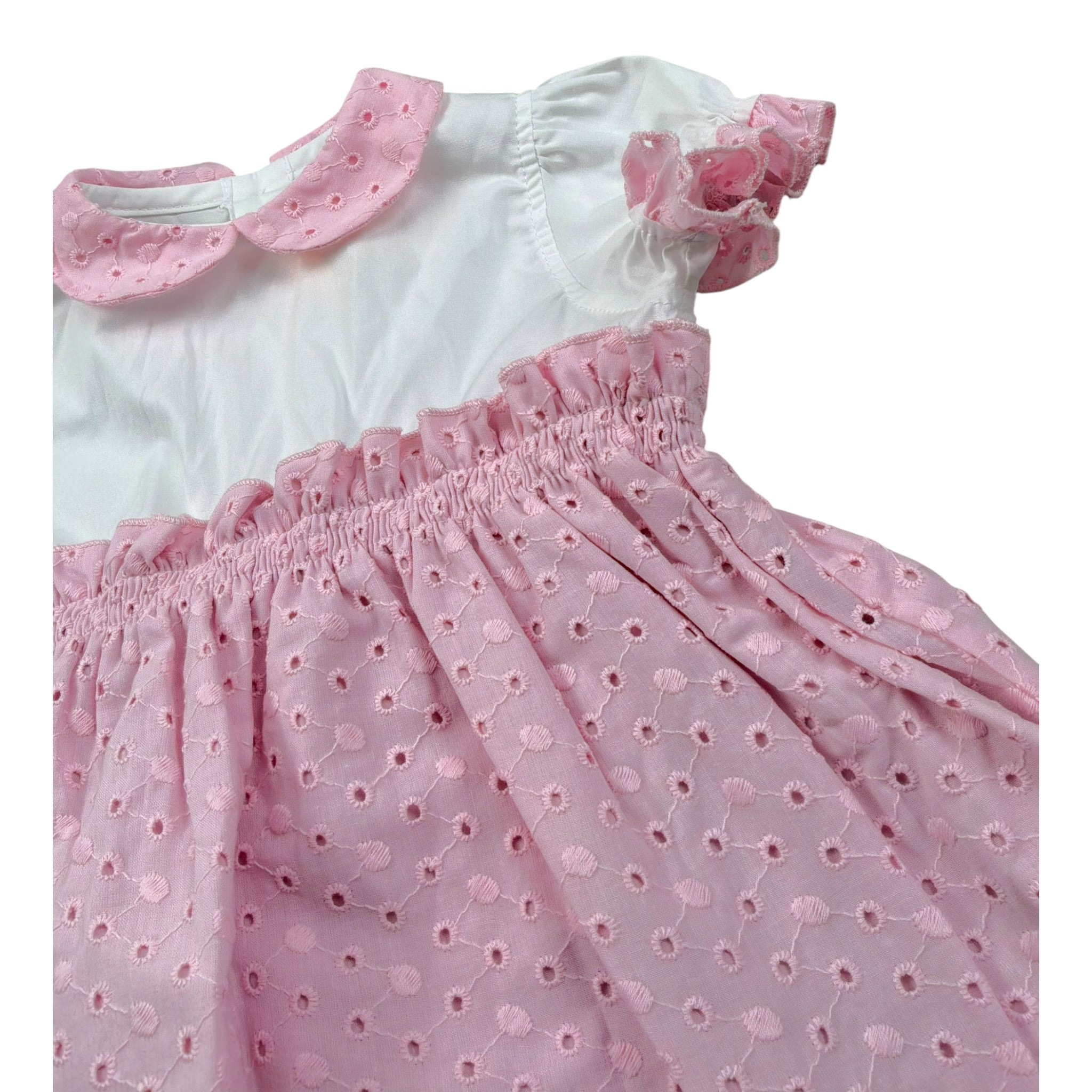Bear Pagliaccetto Bicolore Traforato per Neonata CARLOTTA BIANCO/ROSA BEAR 