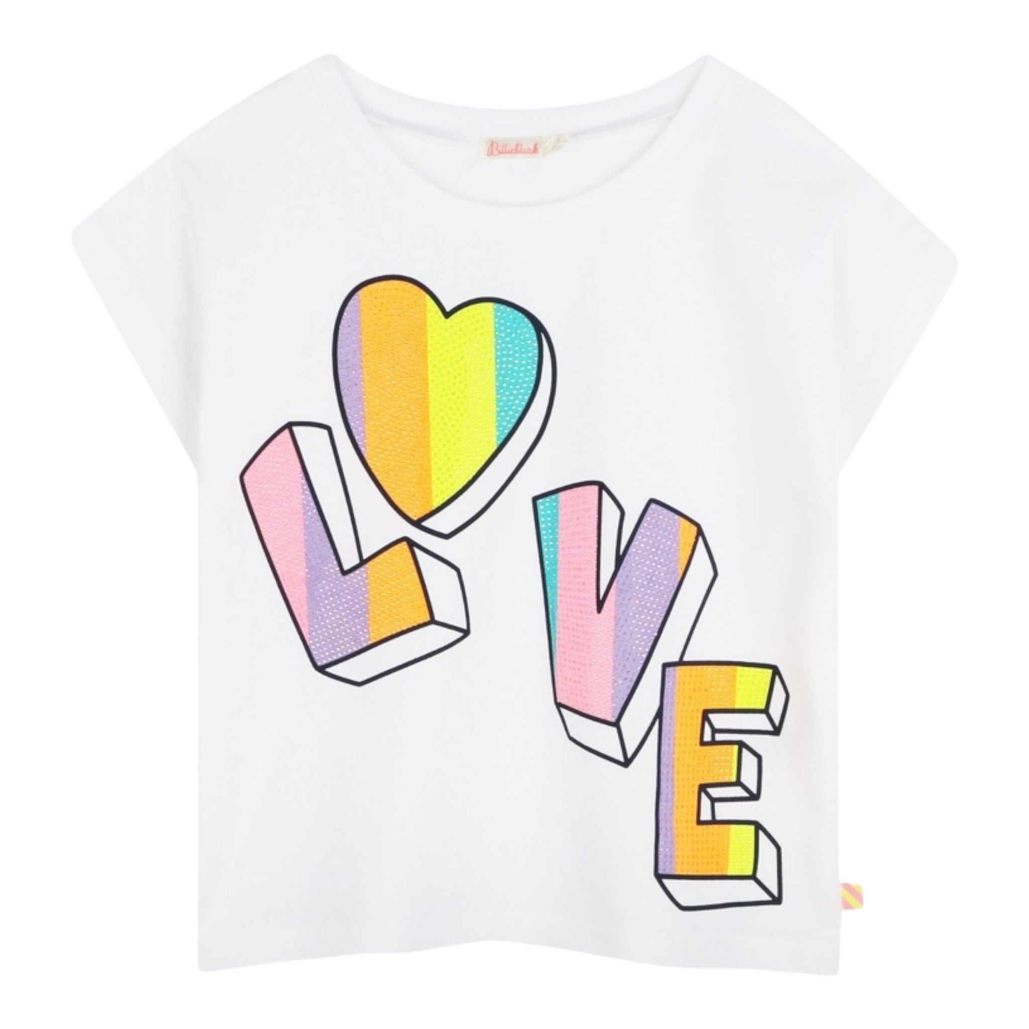 Billieblush T-Shirt Tinta Unita con Stampa Brillantini per Neonata U21036X BIANCO BillIEBLUSH 