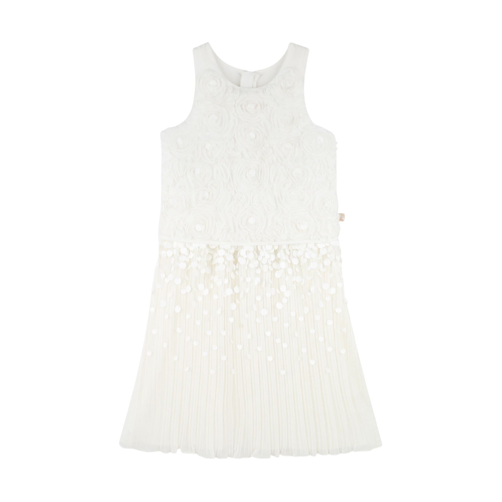 Billieblush Abito Tinta Unita con Fiori Giromanica per Bambina U21132J BIANCO BillIEBLUSH 