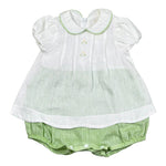 Bimbalo' Pagliaccetto Bicolore con Colletto Bianco/Verde per Neonata 7568 BIANCO/VERDE BIMBALO' 