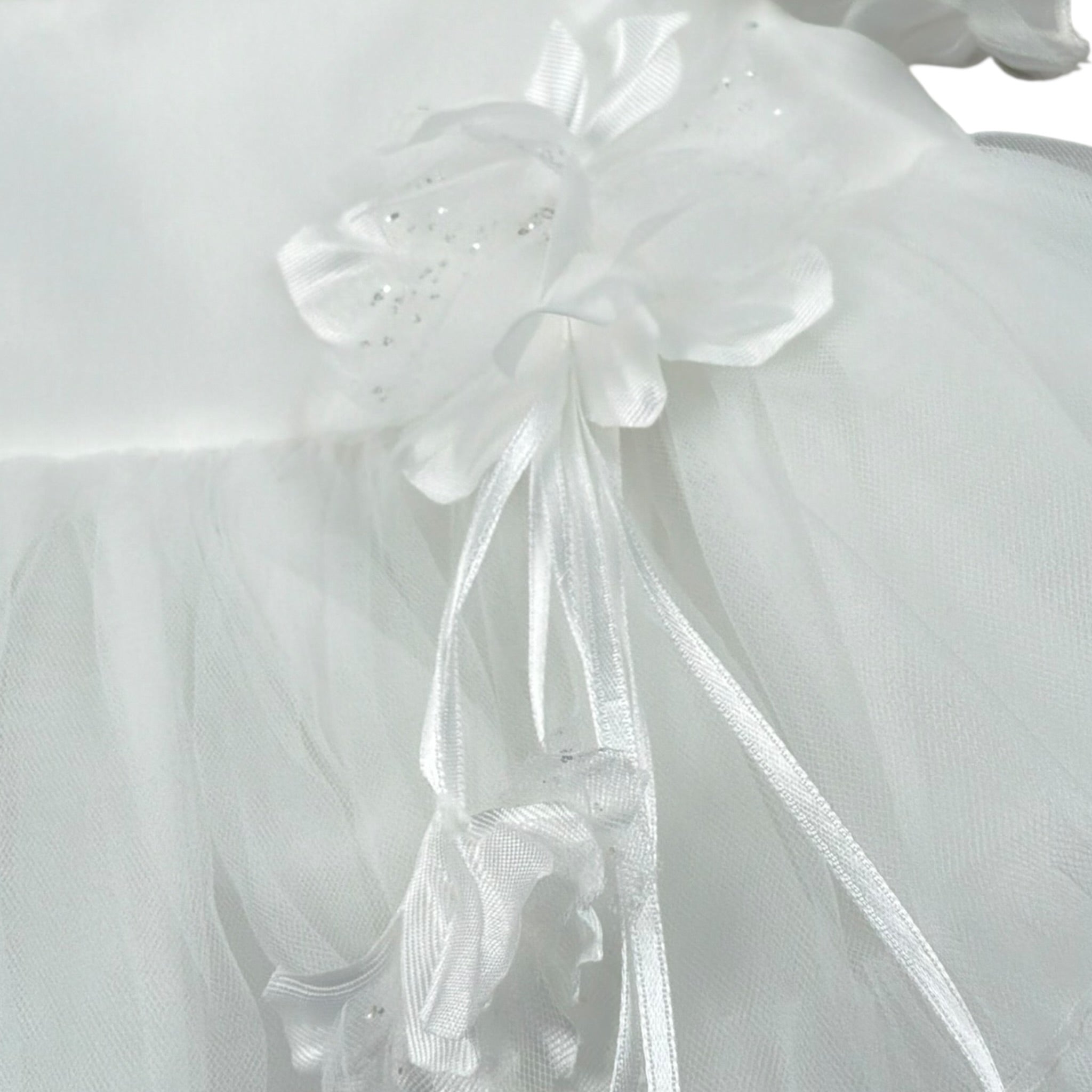 Bimbalo' Abito Cerimonia tinta unita con Tulle Bianco per Neonata 7637 BIANCO BIMBALO' 
