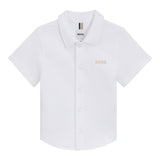 Boss Camicia Mezza Manica Tinta Unita per Neonato J52092 BIANCO BOSS 