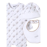 Boss Completo 3 Pezzi Tutina-Bavetta-Cappelli per Neonato J52175 BIANCO BOSS 