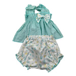 Calamaro Completo 2 Pezzi Camicia-Culotte per Neonata 11120 VERDE ACQUA CALAMARO 