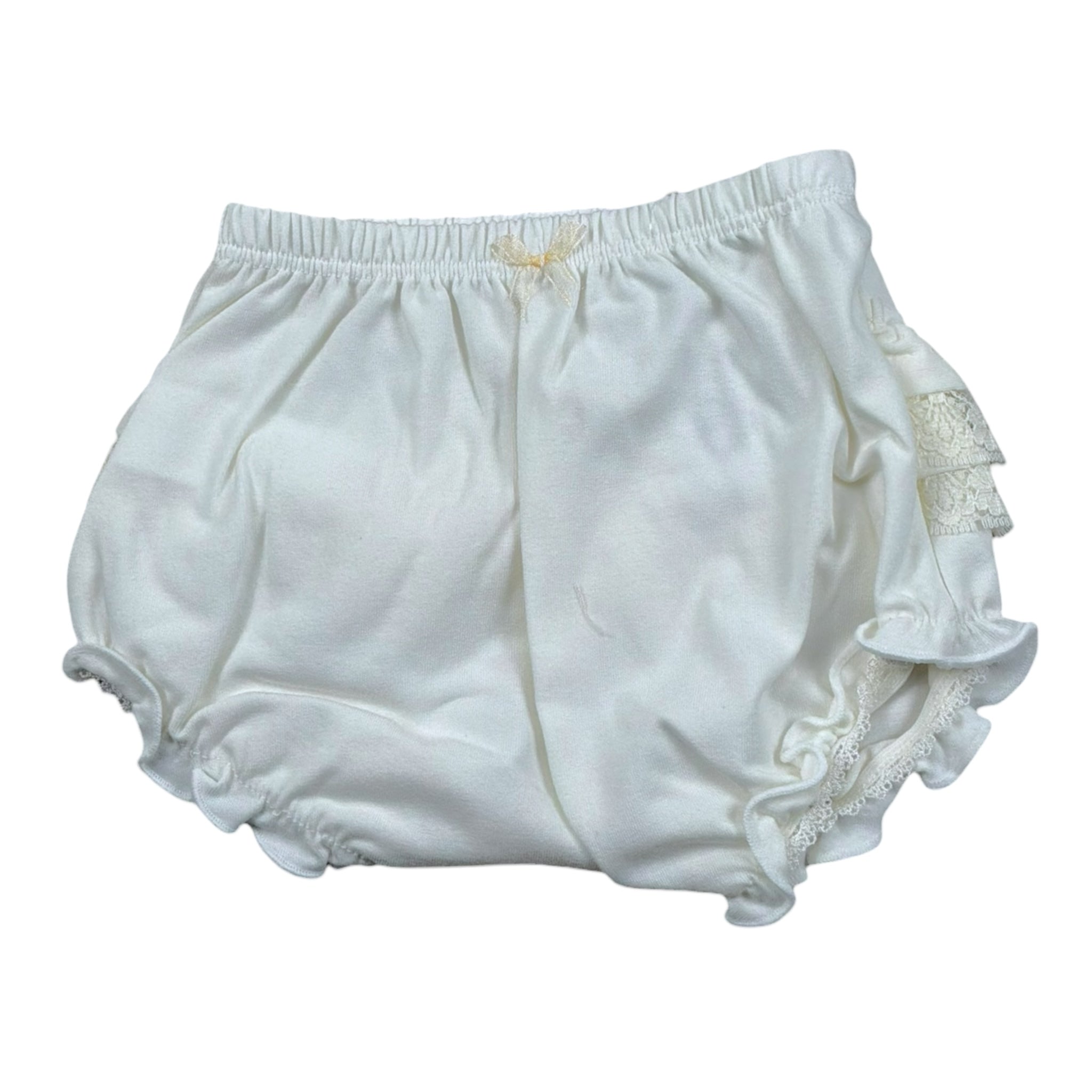 Calamaro Coulotte Tinta Unita con Ricami per Neonata 17261 BIANCO CALAMARO 