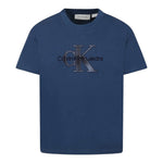 Calvin Klein T-Shirt Girocollo Tinta Unita con Stampa per Bambino IB0IB02359 BLU CALVIN KLEIN 