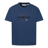 Calvin Klein T-Shirt Girocollo Tinta Unita con Stampa per Bambino IB0IB02359 BLU CALVIN KLEIN 