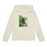 Calvin Klein Felpa Tinta Unita con Cappuccio E Stampa per Bambino IB0IB02380 PANNA CALVIN KLEIN 