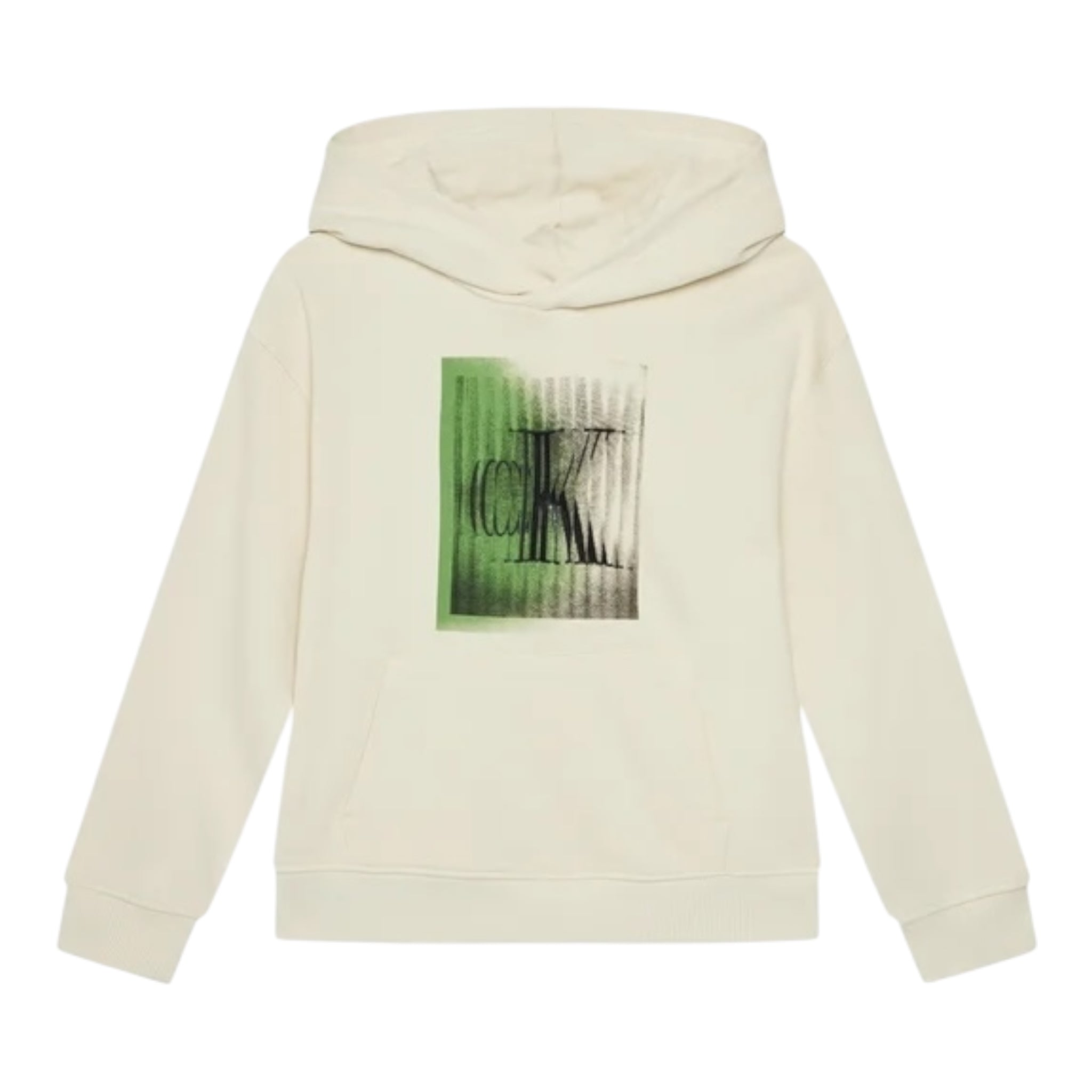 Calvin Klein Felpa Tinta Unita con Cappuccio E Stampa per Bambino IB0IB02380 PANNA CALVIN KLEIN 