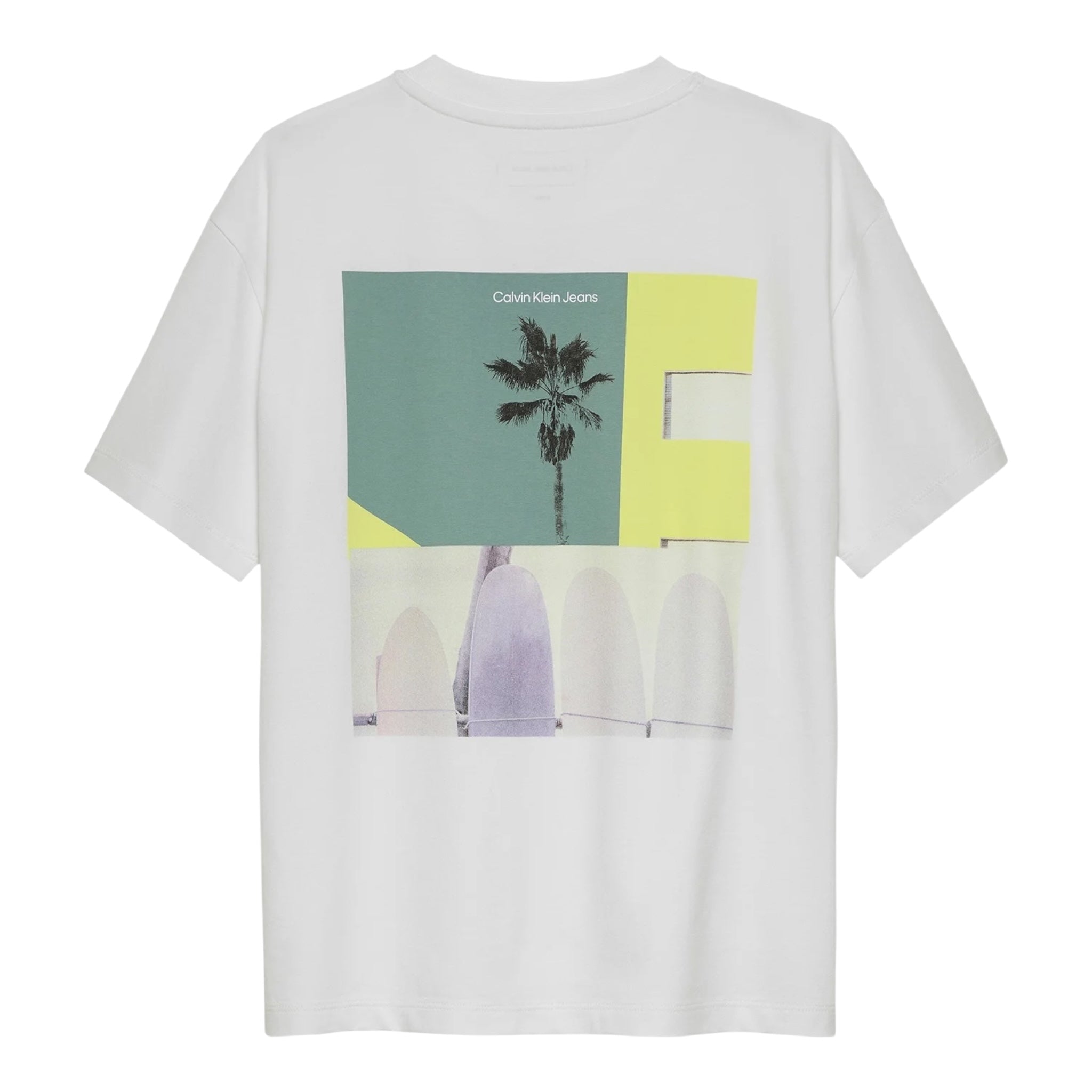 Calvin Klein T-Shirt Girocollo Tinta Unita con Stampa per Bambino IB0IB02449 BIANCO CALVIN KLEIN 