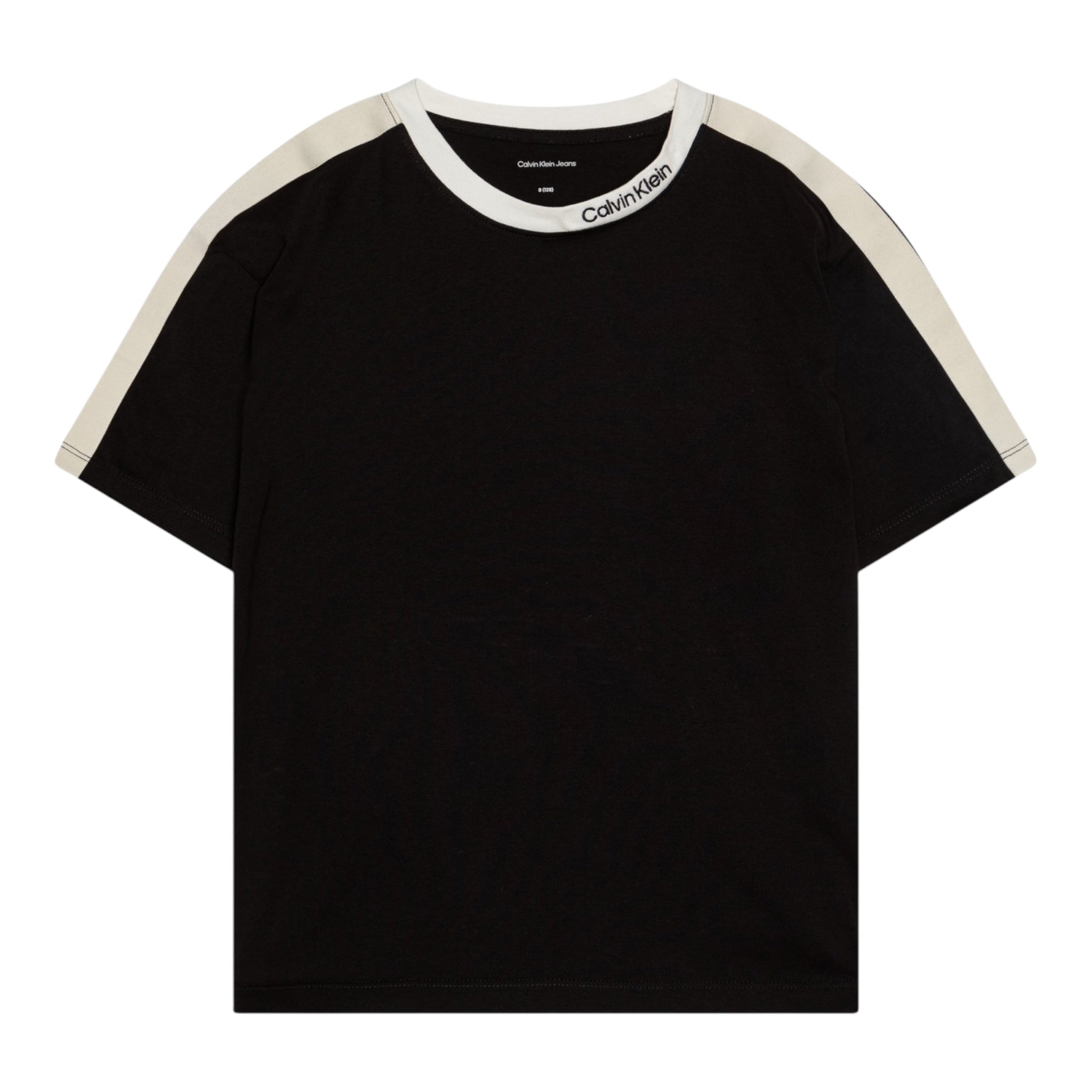 Calvin Klein T-Shirt Tinta Unita con Profili In Contrasto per Bambino IB0IB02457 NERO CALVIN KLEIN 