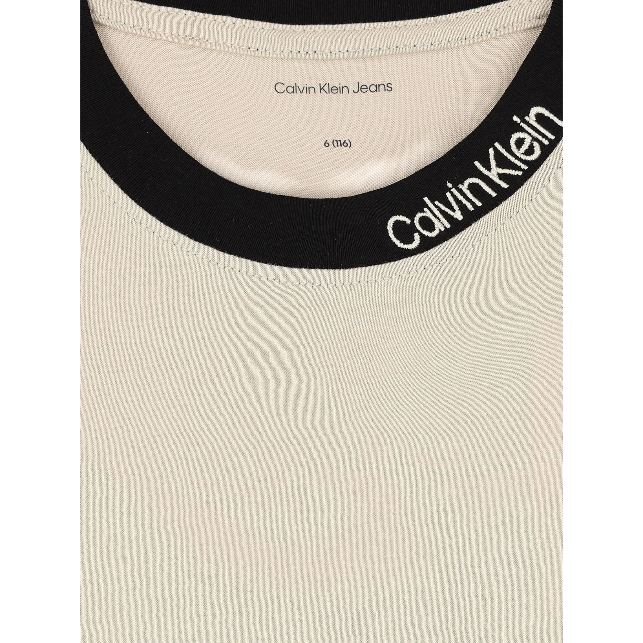 Calvin Klein T-Shirt tinta unita con Profili In Contrasto Beige per Bambino IB0IB02457X BEIGE CALVIN KLEIN 