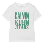 Calvin Klein T-Shirt Girocollo Tinta Unita con Stampa per Bambino IB0IB02459 BIANCO CALVIN KLEIN 