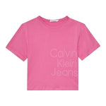 Calvin Klein T-Shirt Girocollo Tinta Unita con Stampa per Bambina IG0IG02346 ROSA CALVIN KLEIN 