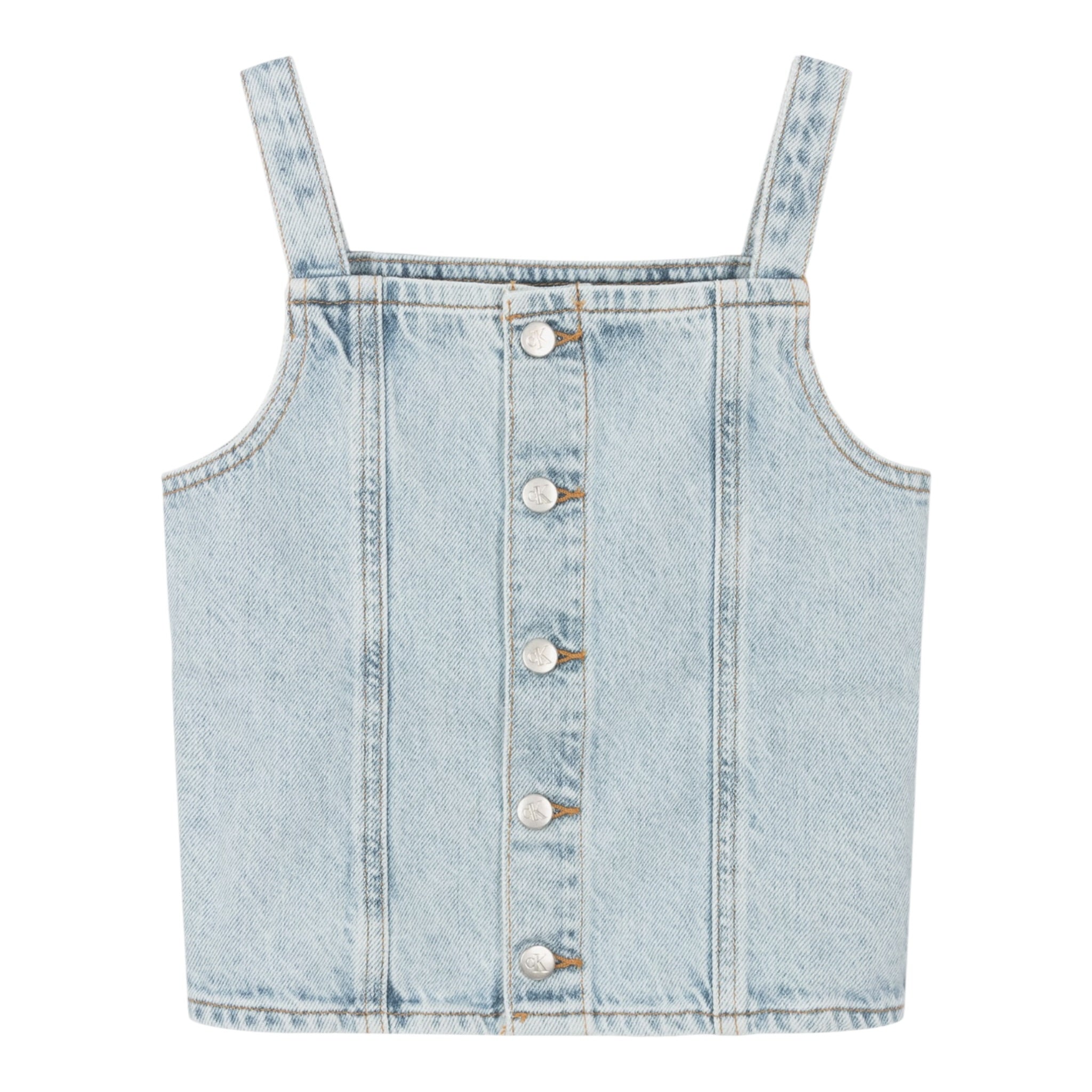 Calvin Klein Top In Denim tinta unita Azzurro per Bambina IG0IG02389 AZZURRO CALVIN KLEIN 